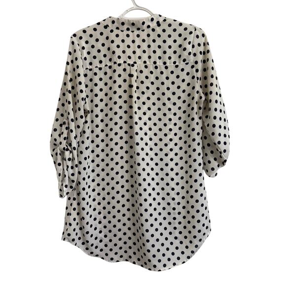 Liberty Love Blouse Women Size Large White Blue Polka Dots 3/4 Sleeve pullover - Picture 3 of 5